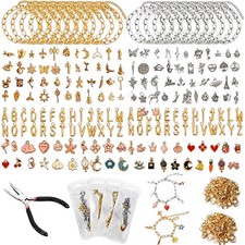 500PCS Gold Charm Bracelet Making Kit for Adults, DIY Charm Bracelet Set Kit,...