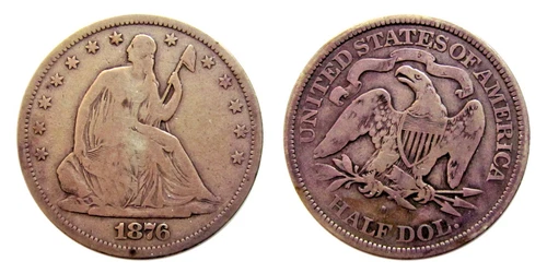 Seated Liberty Half Dollar 1876/S G - VG Condition
