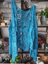 Turquoise Crocheted BoHo Vest Size Medium Hippie Festival