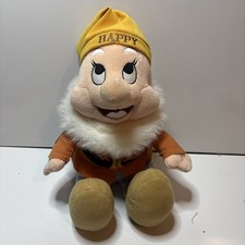 VTG Disney Snow White and the Seven Dwarves Happy 12" Dwarfs Plush Stuffed Toy