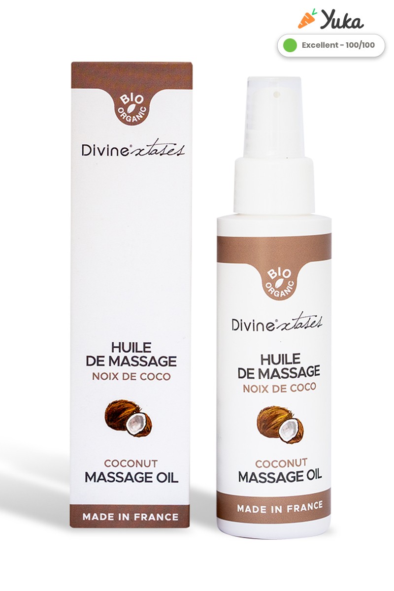 Huile de massage gourmande BIO noix de coco soin corporel hydratant anti-stress naturel