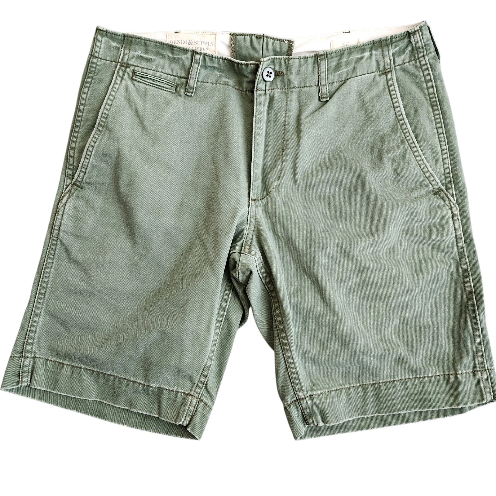 Denim & Supply Ralph Lauren Bermuda Shorts Men's 30 Army Green 100% Cotton Y2K