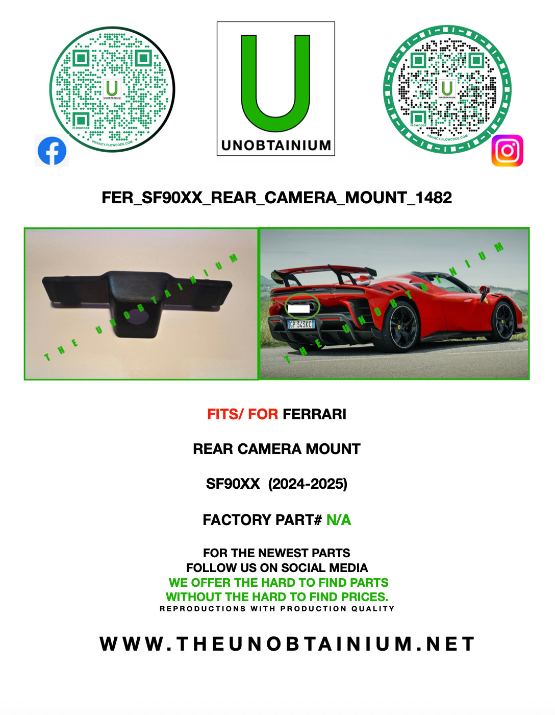 FITS/FOR FERRARI SF90XX REAR CAMERA MOUNT