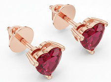 Natural Certified Burma Red Ruby Gemstone Promise Studs Earring 14k Gold Over