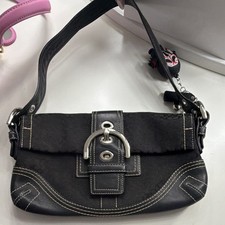 Coach Black Signature Logo Small Shoulder Bag...