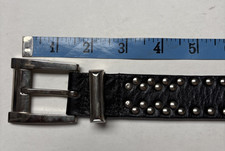 VERSACE Black Leather Studded Medusa Heritage Belt