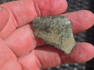 Römischer Bronze Weinkelch/Tassenscherbe, York/Eboracum. A Must Read Descripton L14y