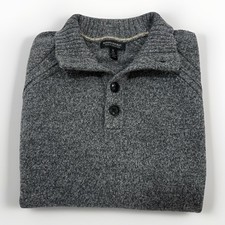 Banana Republic Luxury Wool Pullover Better Sweater Men  s XL Gray 1/4 Button Up