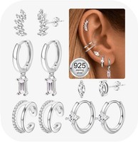 Ohrringe Set 5 Paar Silber 925 Vergoldet Hypoallergen Zirkonia Creolen HäNgend