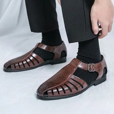 38-46 Plus Size Men's Closed Toe Hollow Out Sandals Buckle Formal Business Shoes