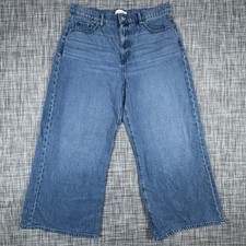 LOFT Women's 10 30 The Palazzo Jeans Blue High Rise Wide Leg Stretch Denim