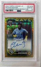 2024 Topps Chrome Logofractor Osleivis Basabe Auto Gold /50 RCA-OB Royals PSA 10