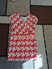 Balenciaga Houndstooth French Sleeve Dress 36 Red x White Red In Excellent Cond