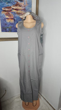 Modern Touch Gray Maxi Dress Sleeveless Scoop Neck Button Cotton Long Pockets M