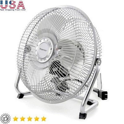 High Velocity Floor Fan 9 Inch Metal 3 Speed Indoor Use Ultra Quiet Safe Fan US