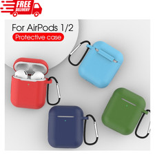 For Apple AirPods Case 1/2 Silicone Protector Shockproof Full Cover Keychain