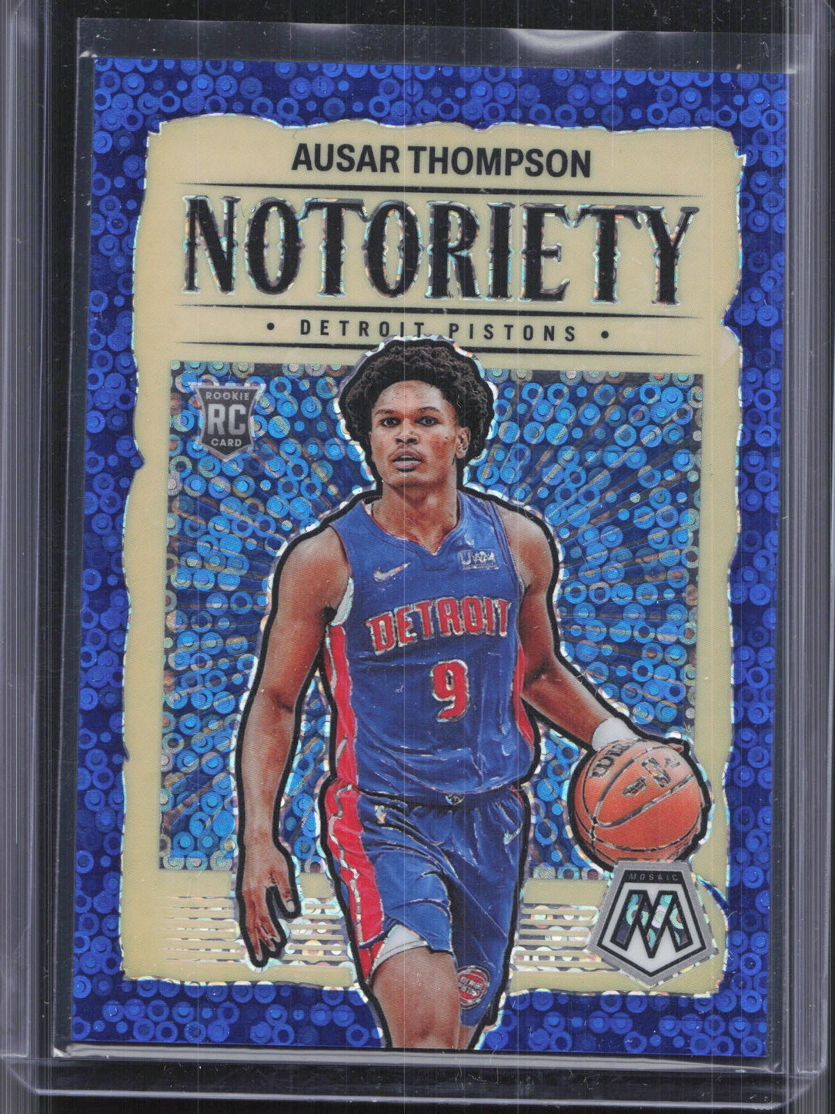 2023-24 Panini Mosaic #1 Ausar Thompson Notoriety Mosaic Fast Break Blue #/85