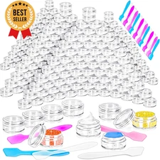 100x 5g Empty Cosmetic Jars w/ Lids & Spatulas for Creams Makeup Samples
