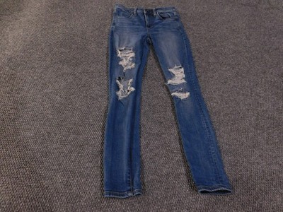 American Eagle Jeans Womens 4 Hi-Rise Jegging Distressed Ripped Denim Stretch Pa