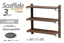 LIBRERIA SCAFFALE PARETE 3 MENSOLE RIPIANI PENSILE MODERNO DOU NOCE 60*15*h40 cm