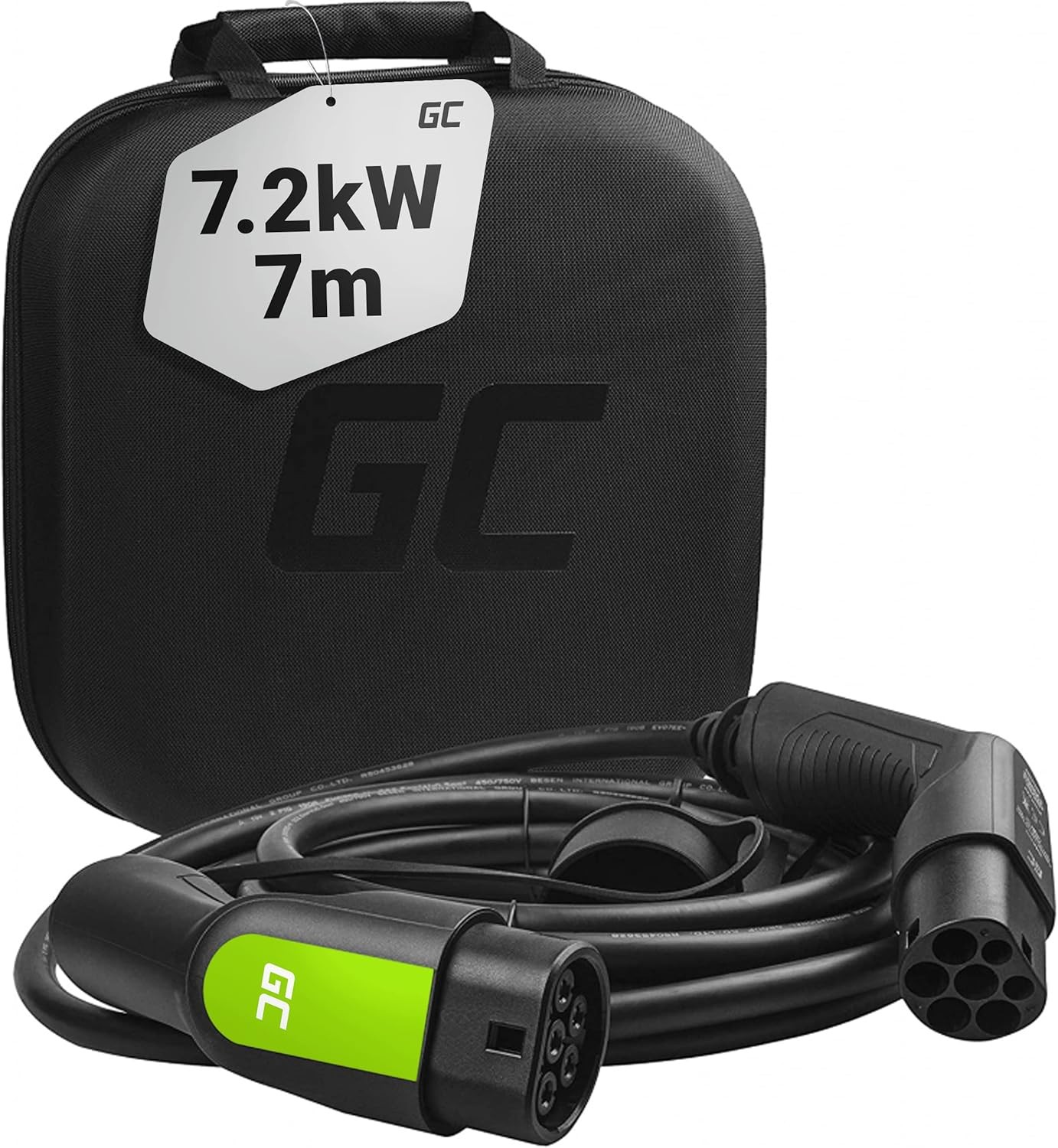 Green Cell  Type 2 Charging Cable for EV Electric Cars PHEV | 7.2kW | 32A | 7M