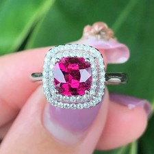 Cushion Cut Rubellite Tourmaline Ring 925 Sterling Silver Gift For Her Ring.