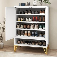 5-Tier Steel Shoe Storage Cabinet with Adjustable Shelves Fluted Shoe Organizer