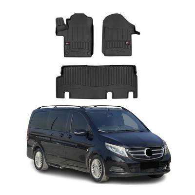OMAC Gummi Fußmatten für Mercedes Vito W447 2014-2026 Premium Gummi Schwarz 3tlg