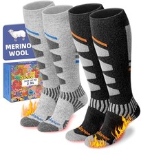 Merino Wool Ski Socks for Women Men - Warm Small-Medium 2 Pairs-black Grey