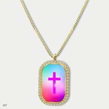 Gorgeous Colorful Jesus Christ Crucifix Cross Fashion Pendant Necklace Chain Pic