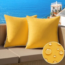 MIULEE Pack of 2 Outdoor Waterproof Pillow Covers 18 x 18 Pack 2 , Yellow
