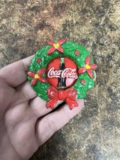 Vntg 1996 Coca-Cola Magnet Christmas Wreath Refrigerator Soda Coke Xmas Green