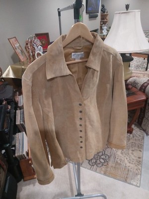 Gorgeous C.J. Banks Tan Suede Jacket  RN63823 By Christopher Banks 3/4 BTN Down