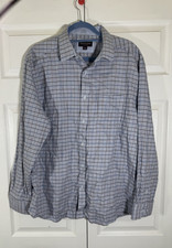 Johnston  Murphy plaid Mens Dress Shirt Size XL long sleeve all cotton gray
