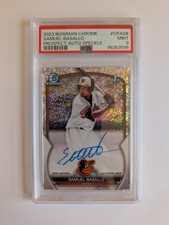 2023 Bowman Chrome #CPA-SB Samuel Basallo Speckle Refractor Auto PSA 9 #/299