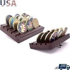 Coin Display Stand 4 Slot Metal Rack Collectibles Perfect Gift Veterans Day New