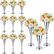 Jarrones trompeta de plata de 12 piezas para centros de mesa y decoración de boda