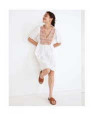 NWT Madewell Embroidered Poplin Mini Dress in Eyelet White, Size S