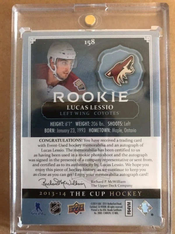 2014 UD THE CUP LUCAS LESSIO ROOKIE JERSEY/AUTO#158 86/249 - Image 2 of 2