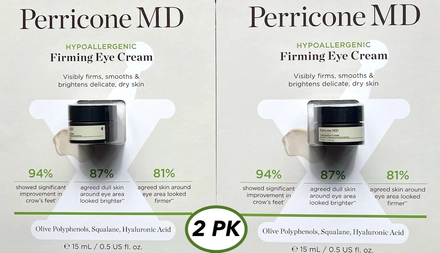 2 PACK PERRICONE MD HYPOALLERGENIC FIRMING EYE CREAM (2X 15 mL / 0.5 fl oz)