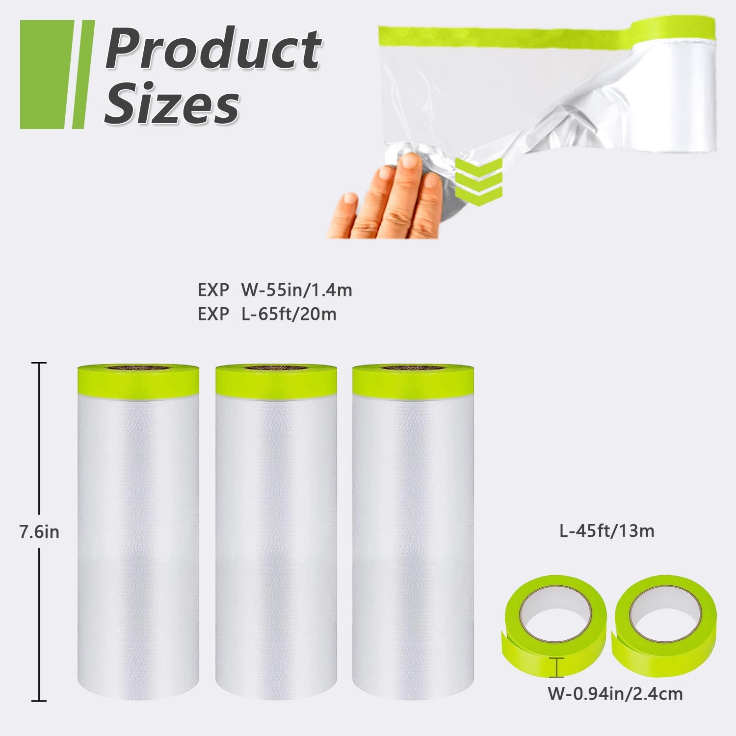 Pre Taped Masking Film Plastic Covering for Painting Projects