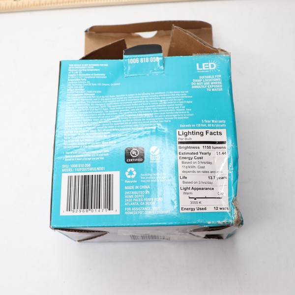 Alternate view of Ecosmart Wide Surface Non-dimmable Led Light Bulb Bright White 75w Eqv