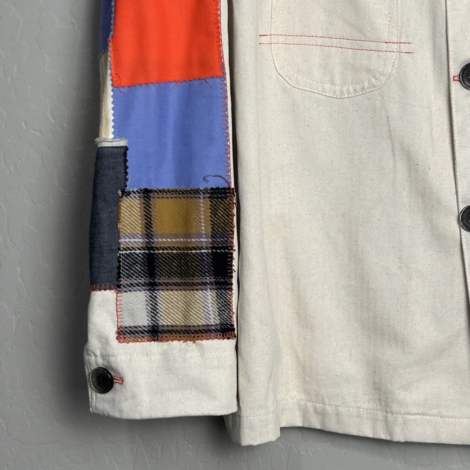 Patchwork Utility Jacket Mens Large Cream Workwea… - image 6