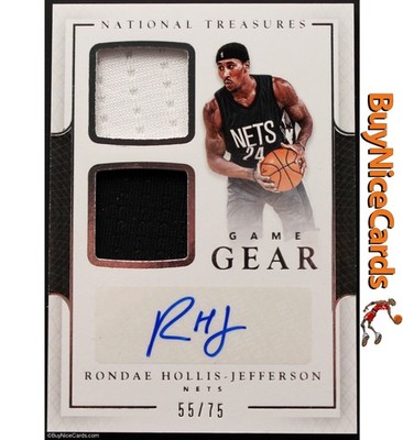 2016 Rondae Hollis-Jefferson National Treasures Spiel Gear Getragen Patch Auto