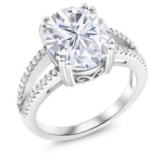 4.88 Cttw Black Sapphire Ring For Women In 925 Sterling Silver  12X10MM 