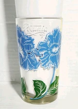Boscul Peanut Butter Glass Blue Petunia Floral Pattern 5 Inch Size VTG EUC 