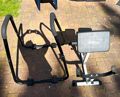 Physionics Dip-Station mit Trainingsbank ergonomisch schwarz/grau für Dips