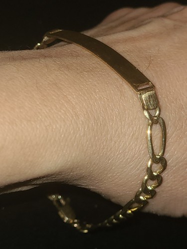 14k Italian Gold I.D. bracelet, Unisex Identity Bracelet, Figaro Link Identity