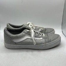 Vans Low Top Sneakers Shoes Gray Silver Glitter Missy Kids Size 6