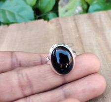 Natural Black Onyx Gemstone Ring 925 Sterling Silver Wedding Gift Handmade Ring